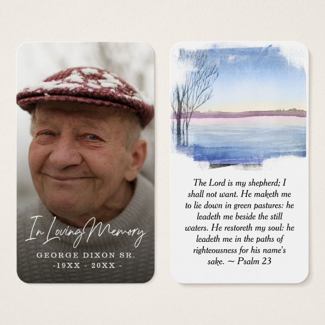 Full Photo Winter Lake Prayer Card (Front & Back)