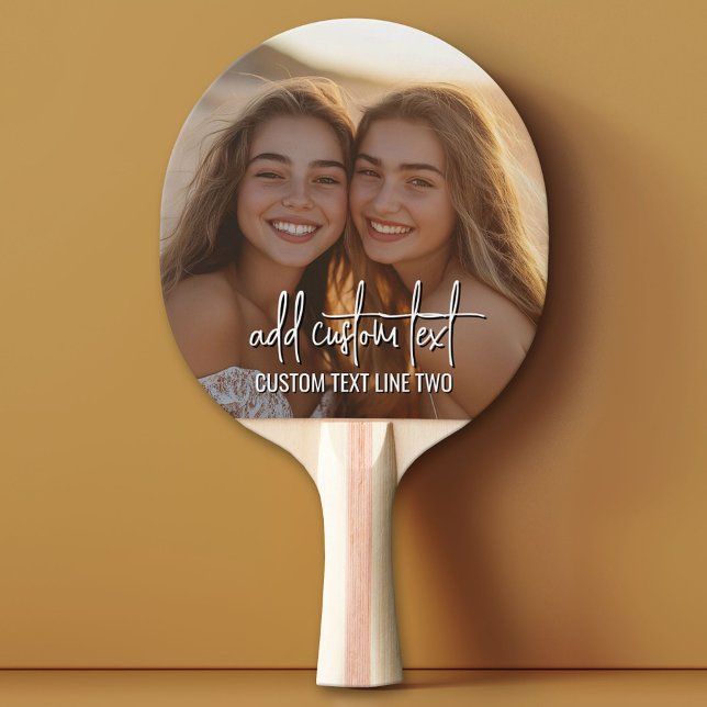Full Photo with 2 Lines Text - Script and Mod Ping Pong Paddle (Custom Pink Pong Paddle)