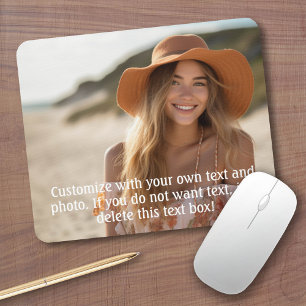 Full Photo with simple text on bottom Mouse Pad