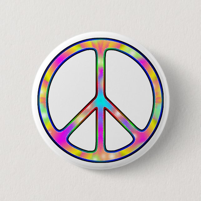Full Psychedelic Peace Sign 2 Inch Round Button (Front)