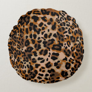 Full seamless jaguar cheetah animal skin pattern. round pillow