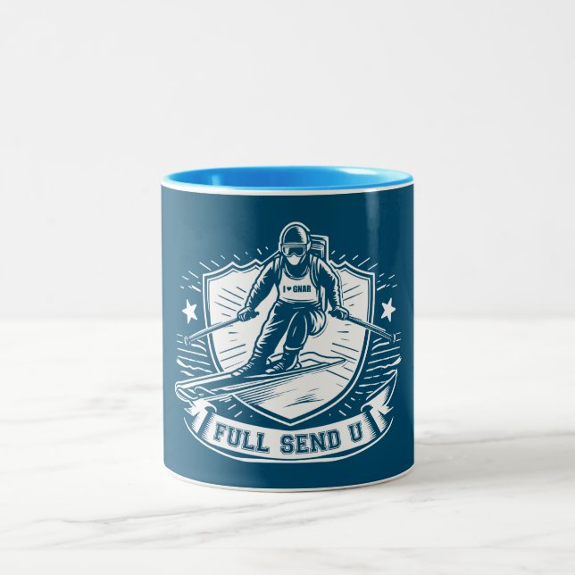 Full Send University Skiing Two-Tone Coffee Mug (Center)