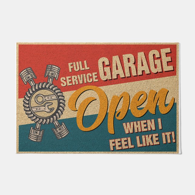 Full Service Garage Doormat, Retro Vibes Doormat (Front)