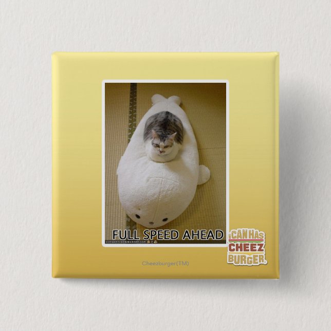 Full Speed Ahead 2 Inch Square Button (Front)