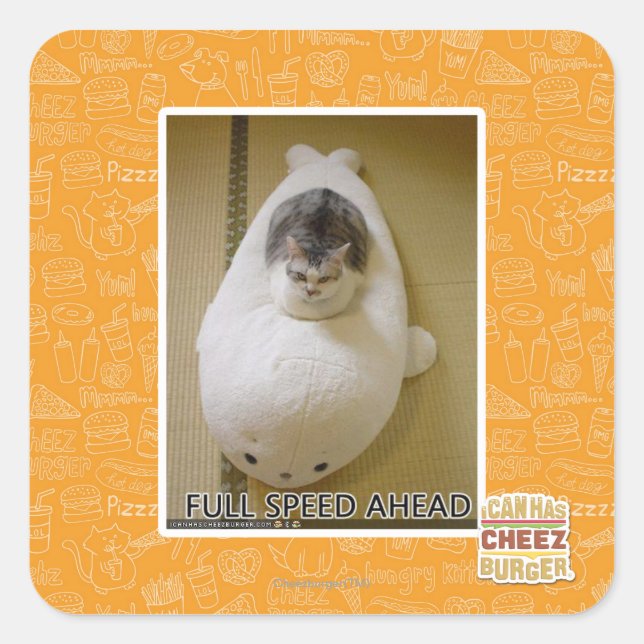 Full Speed Ahead Square Sticker (Front)