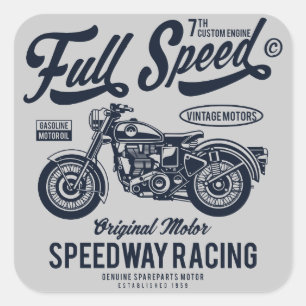Full Speed Speedway Racing Square Sticker