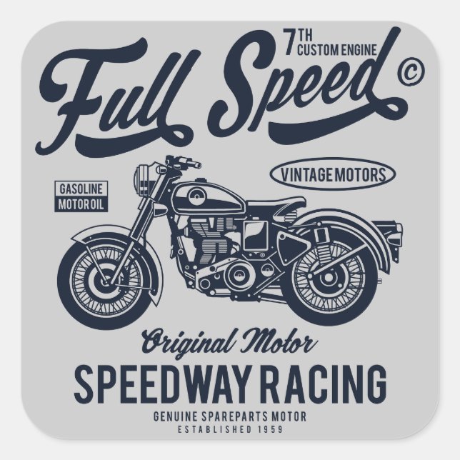 Full Speed Speedway Racing Square Sticker (Front)