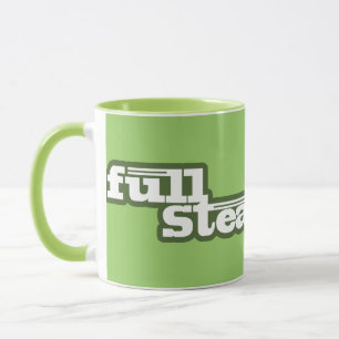 full steam ahead light green steam train logo mug