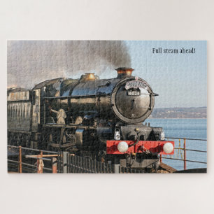 Full steam ahead, vintage train, personalised jigsaw puzzle