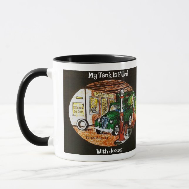 "Full Tank of Jesus" Possum Trot Mug (Left)