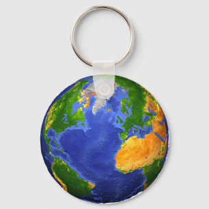 Full The Earth Showing Topographic Data. Keychain
