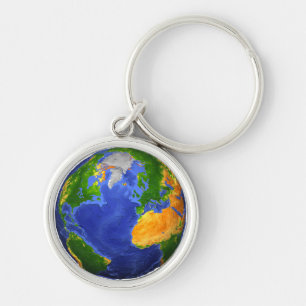 Full The Earth Showing Topographic Data. Keychain