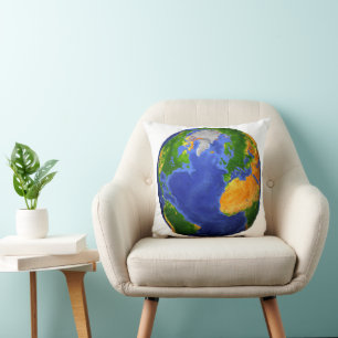 Full The Earth Showing Topographic Data. Throw Pillow