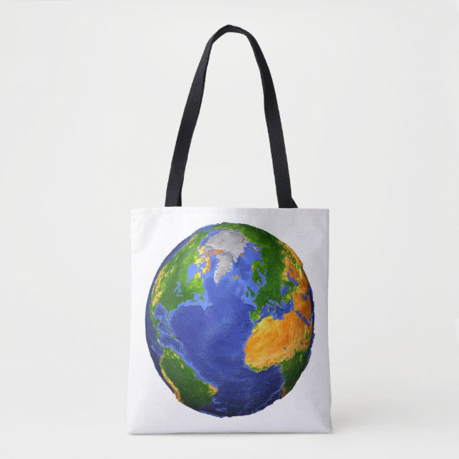 Full The Earth Showing Topographic Data. Tote Bag (Front)