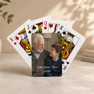 Full Vertical Photo - Script Custom Text Playing Cards