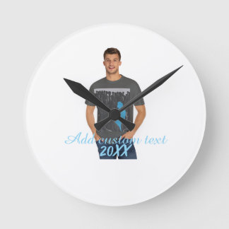 Full Vertical Photo - Script Custom Text Round Clock