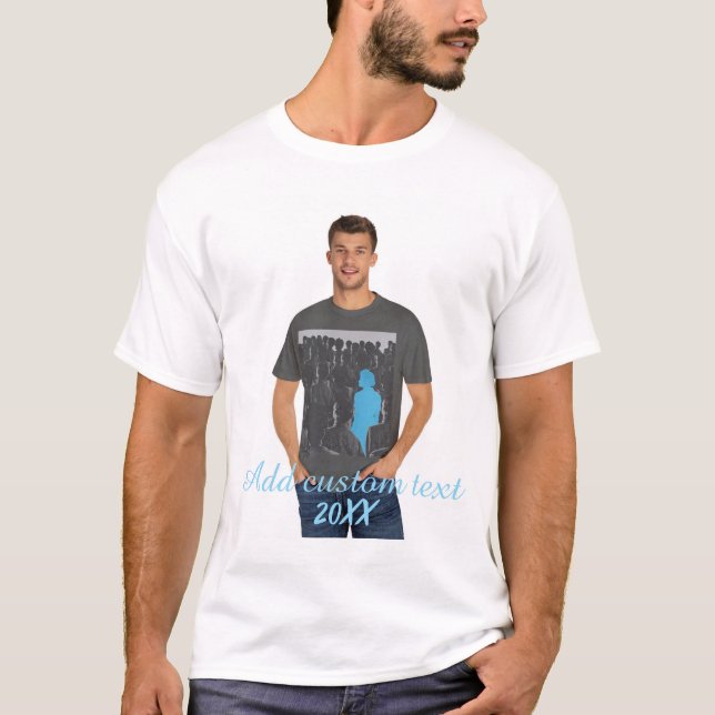 Full Vertical Photo - Script Custom Text T-Shirt (Front)