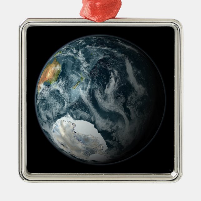 Full view of the Earth highlighting Antarctica Metal Ornament (Front)