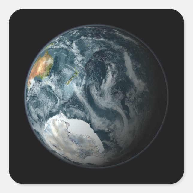 Full view of the Earth highlighting Antarctica Square Sticker (Front)
