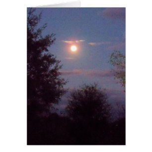full Wolf moon rising at dusk - on a blank card
