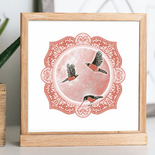 Full Worm Moon   March Moon Illustration Poster