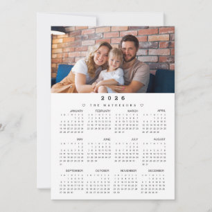 Full Year 2026 Calendar with Photo  Holiday Card