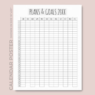 Full Year Calendar Script Plans & Goals Planner Poster