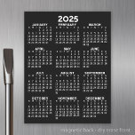 Full Year View Calendar - Basic black Minimal Magnetic Dry Erase Sheet<br><div class="desc">2025 calendar - perfect to use in your kitchen or home office. A minimal,  basic 12 month calendar with a solid colour background.</div>