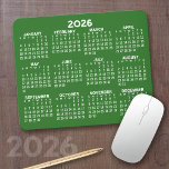 Full Year View Calendar - horizontal - Green Mouse Pad<br><div class="desc">Green and White - A minimal, basic 12 month calendar with a solid color background. A standard look for your home office or school locker. The fonts are simple to read, and the colors can be changed. A calendar printed on a mousepad combines practicality with convenience, transforming a workspace essential...</div>