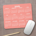 Full Year View Calendar - horizontal Mouse Pad<br><div class="desc">Coral and White - A minimal, basic 12 month calendar with a solid colour background. A standard look for your home office or school locker. The fonts are simple to read, and the colours can be changed. -------- If you open the customize area, it will take to you to an...</div>