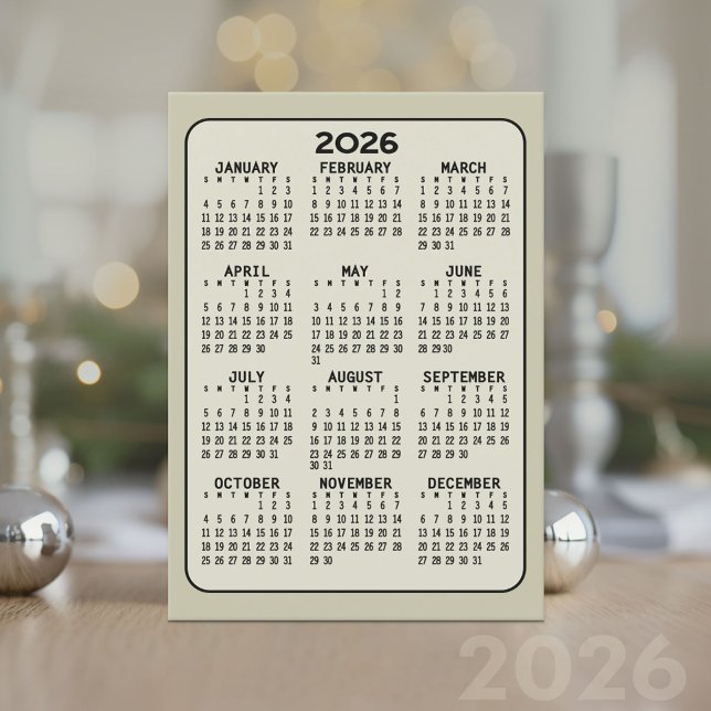 Full Year View Calendar - MCM Pattern on Back Program (2026 Calendar Card)