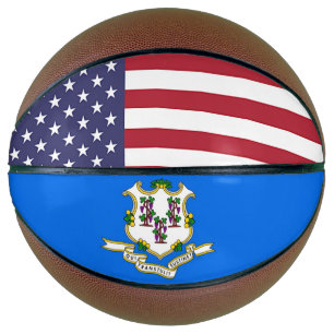 Fullsize Basketball with Flag of Connecticut, USA