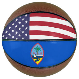 Fullsize Basketball with Flag of Guam, USA