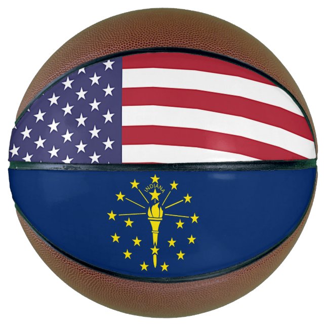 Fullsize Basketball with Flag of Indiana, USA (Front)