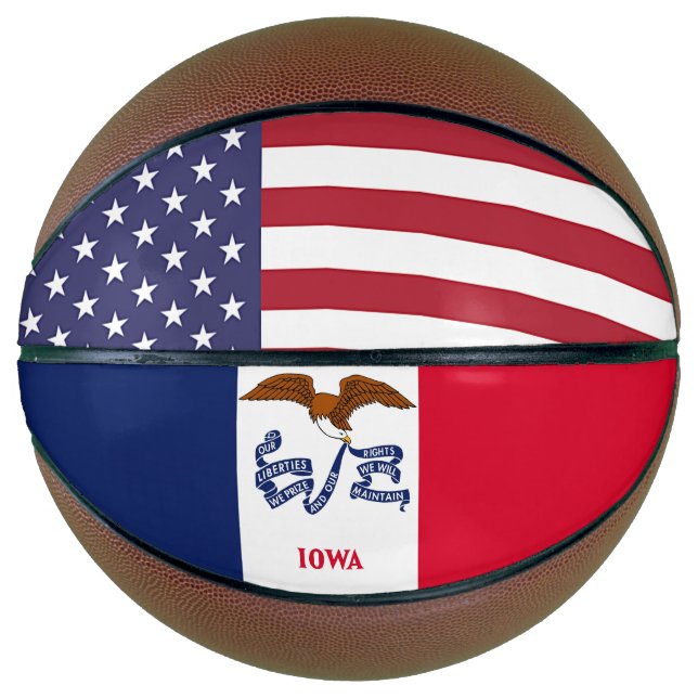 Fullsize Basketball with Flag of Iowa, USA (Front)