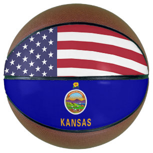 Fullsize Basketball with Flag of Kansas, USA