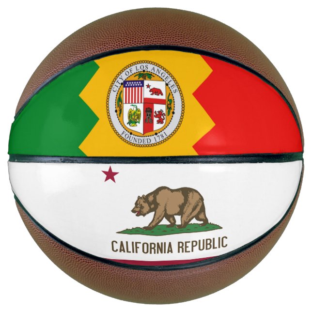 Fullsize Basketball with Flag of Los Angeles, USA (Front)