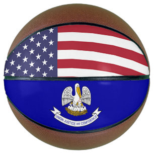 Fullsize Basketball with Flag of Louisiana, USA