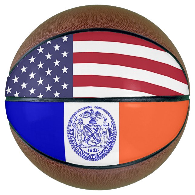 Fullsize Basketball with Flag of New York City USA (Front)