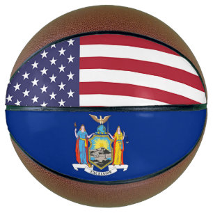 Fullsize Basketball with Flag of New York, USA