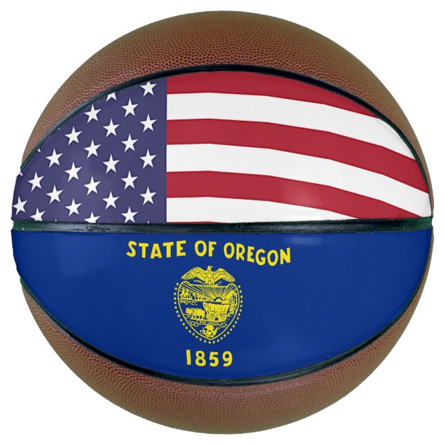 Fullsize Basketball with Flag of Oregon, USA (Front)
