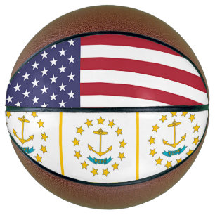 Fullsize Basketball with Flag of Rhode Island, USA