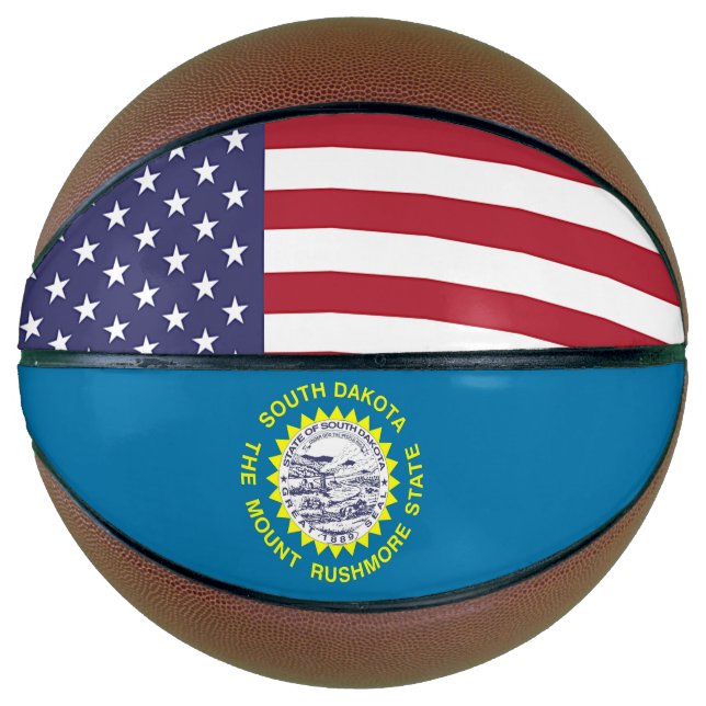 Fullsize Basketball with Flag of South Dakota (Front)