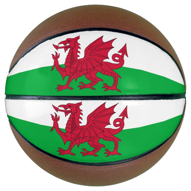 Fullsize Basketball with Flag of Wales, UK (Front)