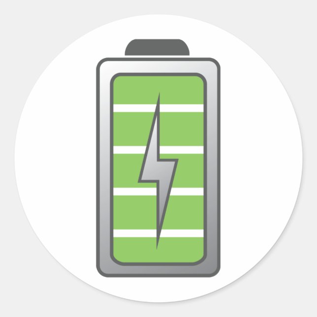 Fully Charged Battery Classic Round Sticker (Front)
