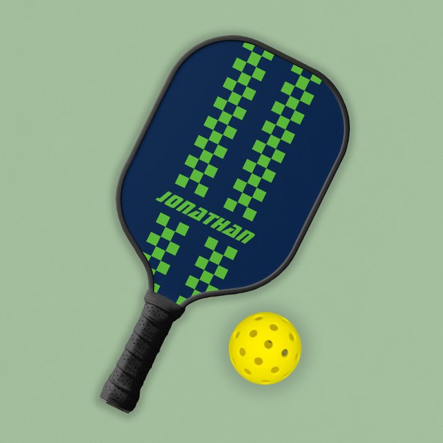 Fully Custom Colours Double Chequered Stripes Pickleball Paddle (Creator Uploaded)