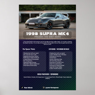 Fully customizable Car Show Spec Board Poster