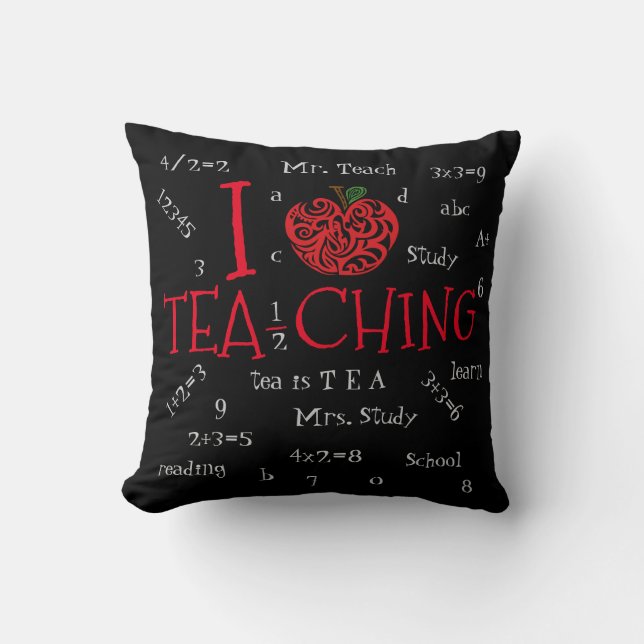 Fully Customizable Chalkboard Edition Teacher Throw Pillow (Front)