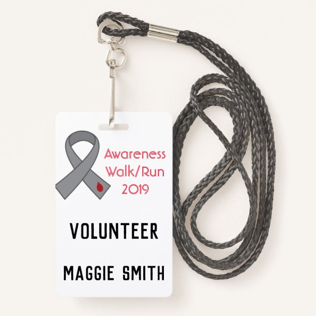 Fully Customizable Diabetes Ribbon badge (Front with Lanyard)
