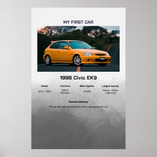 Fully Customizable First Car memory Poster